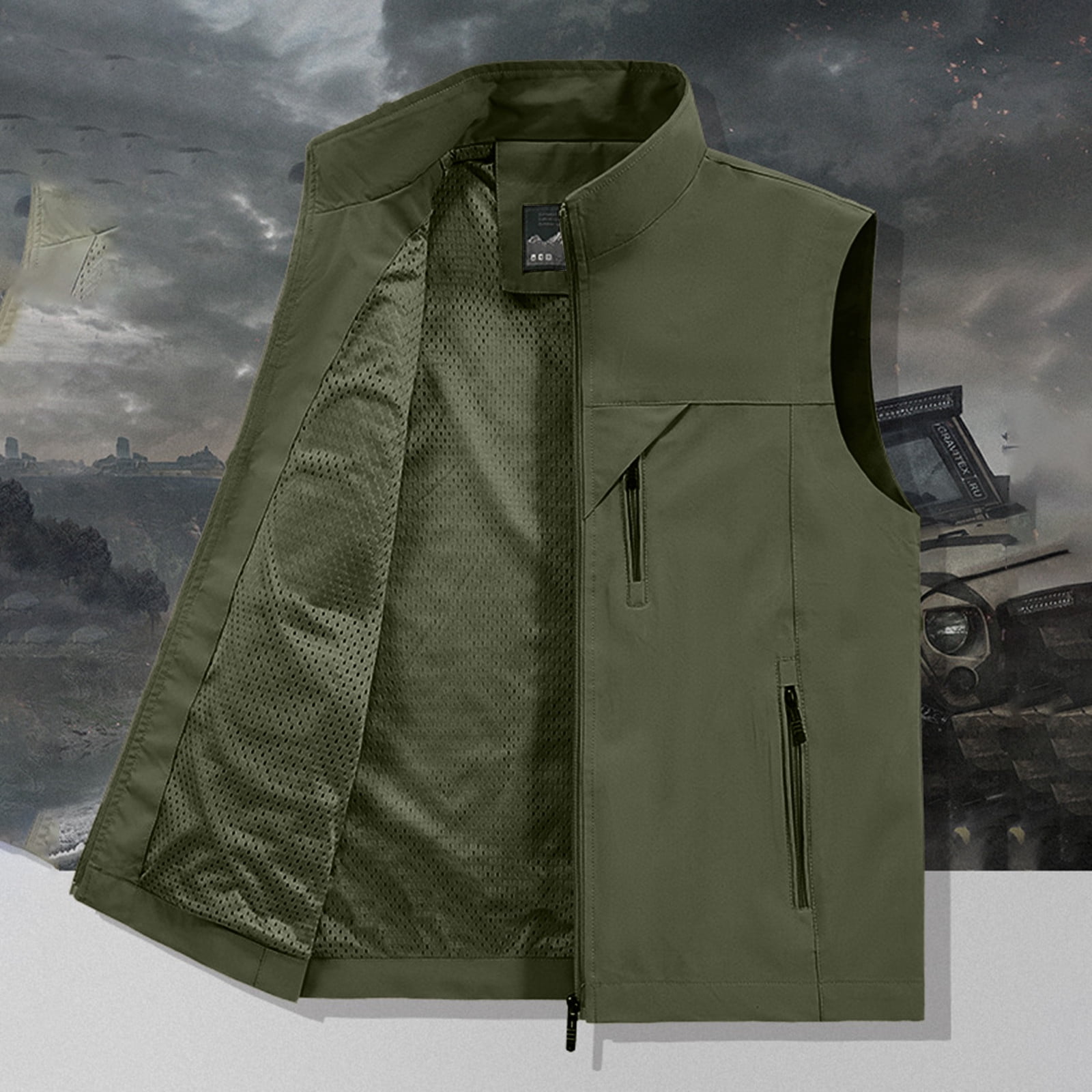 Men's Lightweight Softshell Vest Windproof Sleeveless Jacket for Travel Hiking Running Golf