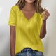 thumbnail image 5 of Camisas de Manga Larga Casual de las Mujeres Color Sólido Nuevo Cuello en V Tira Suelta Cepillada Camisa de Manga Corta, 5 of 6