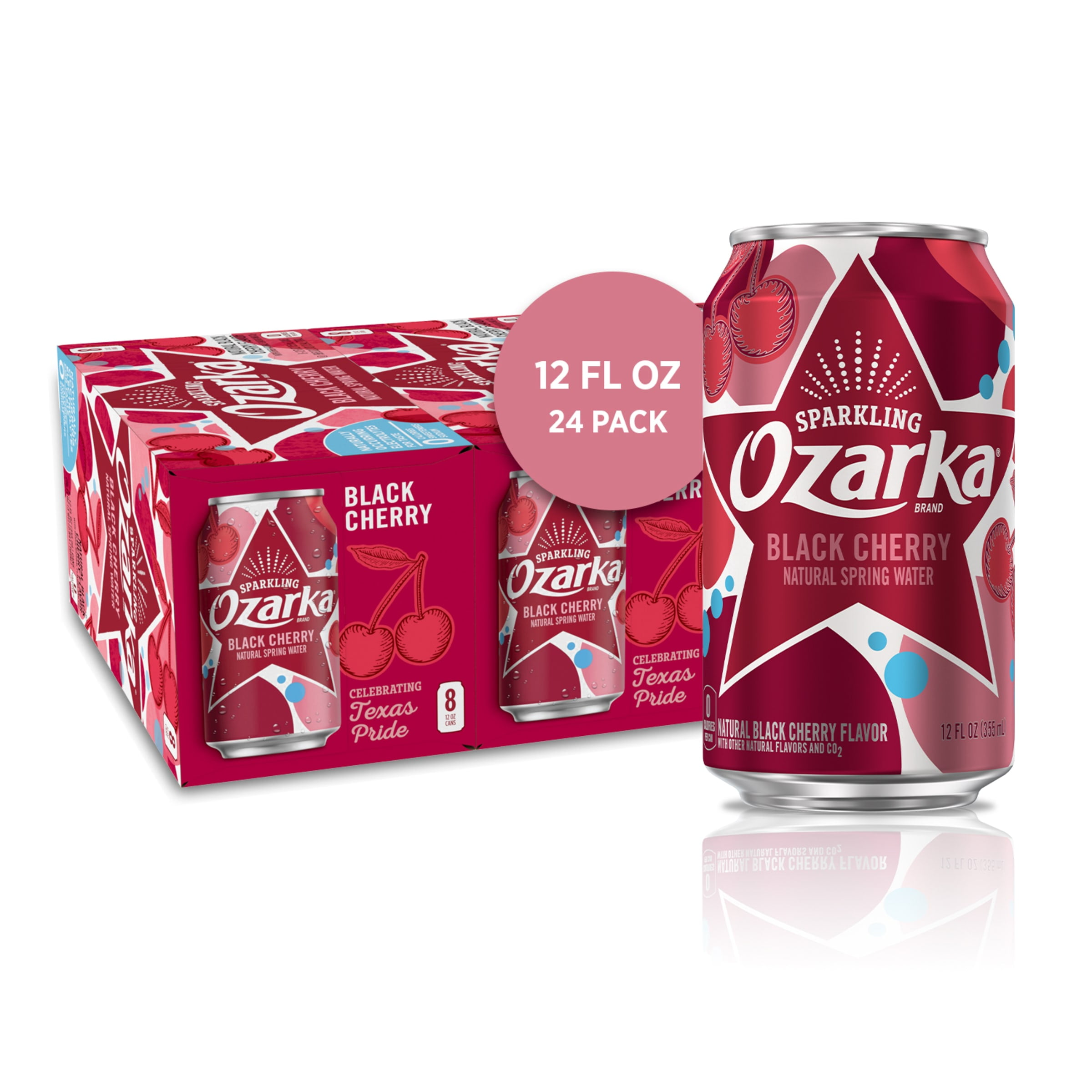 Ozarka Sparkling Water, Black Cherry, 12 oz. Cans (24 Count)