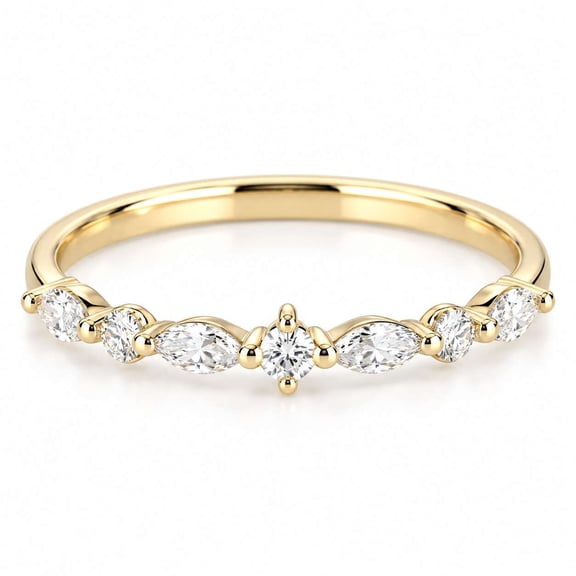 vylahjewellery Dainty Marquise Cut Moissanite Wedding Band Half Eternity Engagement Ring Birthday Gift Anniversary Gift for Wife