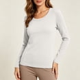 thumbnail image 2 of EDHITNR Women Long Sleeve T-Shirts Basic Crew Neck Slim Fit Stretchy Athletic Yoga Top Casual Workout Running Tee White M, 2 of 7