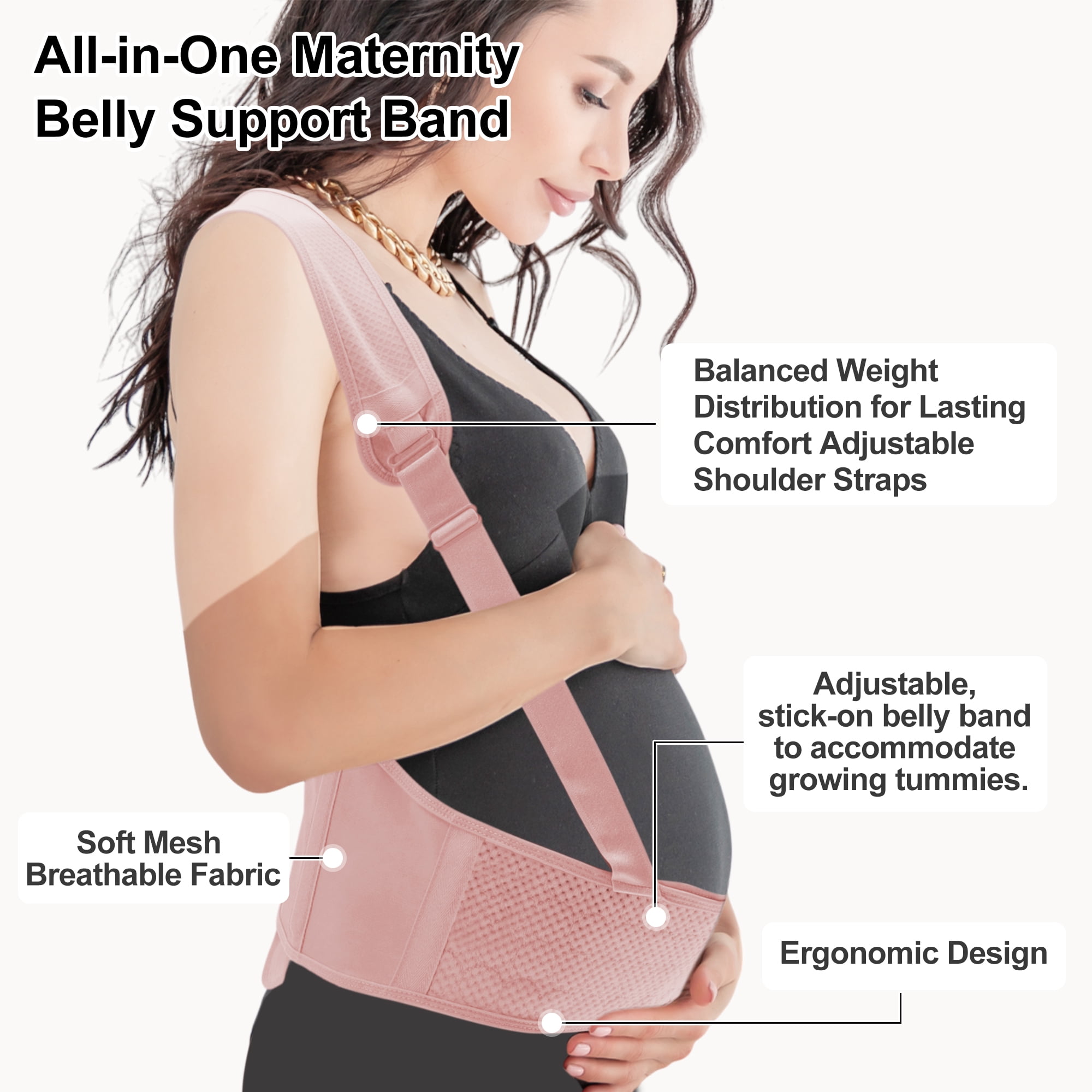 Unique Bargains Pregnancy Belly Band with Adjustable Straps 1 Pc Large Pink