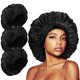 thumbnail image 1 of Gorro de Satén para Mujer, Gorro de Dormir Ajustable de Doble Capa, Gorro de Pelo Suave y Sedoso para Protección Del Cabello Rizado, Paquete de 3, 1 of 6