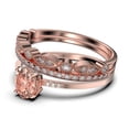 thumbnail image 4 of Beautiful Unique Art Deco 2.50 Carat Oval Cut Morganite And Diamond Moissanite Engagement Ring, Classic Wedding Ring, Two Matching Band in 10k Solid Rose Gold, Gift For Her, Promise Ring, Trio Set, 4 of 4