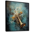 thumbnail image 2 of Designart "Jazzed Jade Trombone Tribute I" Music Floater Framed Canvas Prints, 2 of 5