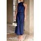thumbnail image 4 of Vestido PRETTYGARDEN 2025 Verano Satén Sin Mangas Azul Marino Oscuro Talle S, 4 of 8