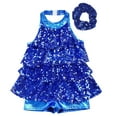 thumbnail image 3 of Hansber Kids Girls Sparkling Sequins Tassel Dancing Dress Latin Rumba Salsa Dress Ballroom Dancewear Royal Blue 10, 3 of 6