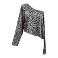 thumbnail image 6 of Trendfront Womens Off Shoulder Boat Neck Long Sleeve Tops Oversized Leopard Print Tees Animal Pattern Base Layering Style T-Shirts, 6 of 6