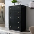 thumbnail image 6 of wow97e Fluted 5 Drawers Dresser, Wood Tall Chest of Drawers with Deep Storage, Modern Bedroom Chest for Closet Hallway, Entryway, Living Room, 6 of 7