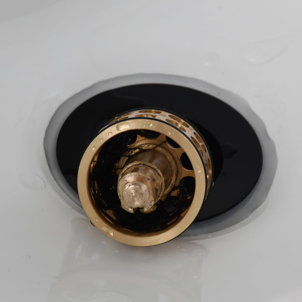 Kepooman Stainless Steel Bathroom Sink Stopper Anti Clogging Bathtub Drain Stopper with Removable Strainer Basket & Overflow, Black Kepooman Stainless Steel Bathroom Sink Stopper Anti Clogging Bathtub Drain Stopper with Removable Strainer Basket & Overflow, Black
