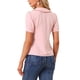 thumbnail image 3 of BLUSA CHIC PARA MUJER CON CUELLO PETER PAN Y MANGAS CORTAS ABULLONADAS CAMISA RETRO XL ROSA, 3 of 5