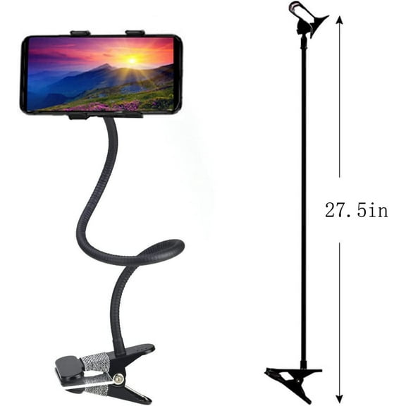 FangYun Adjustable Gooseneck Cell Phone Electronic Stand with Strong Clip, Black