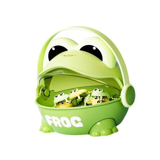Ranas saltarinas con cubo, juguete interactivo de rana saltarina para presionar con los dedos para niños pequeños, niñas y niños. Relleno para bolsas Verde