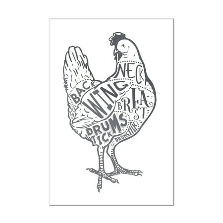 Chicken - Butchers Block Meat Cuts -  Blue Chicken on White -  Lantern Press Artwork (8x12 Acrylic Wall (Best Way To Butcher A Chicken)