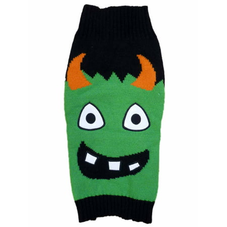 Simply Dog Halloween Sweater Costume Black & Green Monster Knit Pet Outfit
