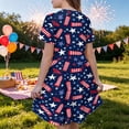 thumbnail image 5 of Grblisyd 4th of July Dresses for Girls USA Patriotic Short Sleeve Dress Star Striped Crew Neck A Line Dress Independence Day Outfit with Pockets 10-12y, 5 of 6