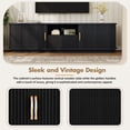 thumbnail image 5 of 66.9" Vintage Rustic TV Stand with Sliding Wood Slatted Doors for TVs up to 75", Farmhouse Media Console with Drawer & Cable Management, Black, 5 of 10