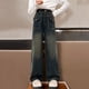 thumbnail image 2 of Odeerbi 5-15 Años Chicas Vaqueros de Piernas Anchas Pantalones de Vaquero de Color Sólido Pantalones Sueltos Ropa Exterior Casual Pantalones de Piernas Rectas, 2 of 9
