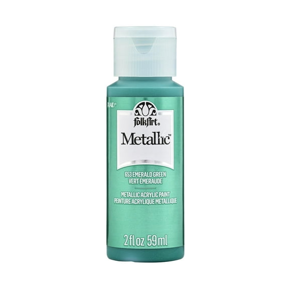 Folkart Metallic Acrylic Paint Emerald Green, 2 fl oz