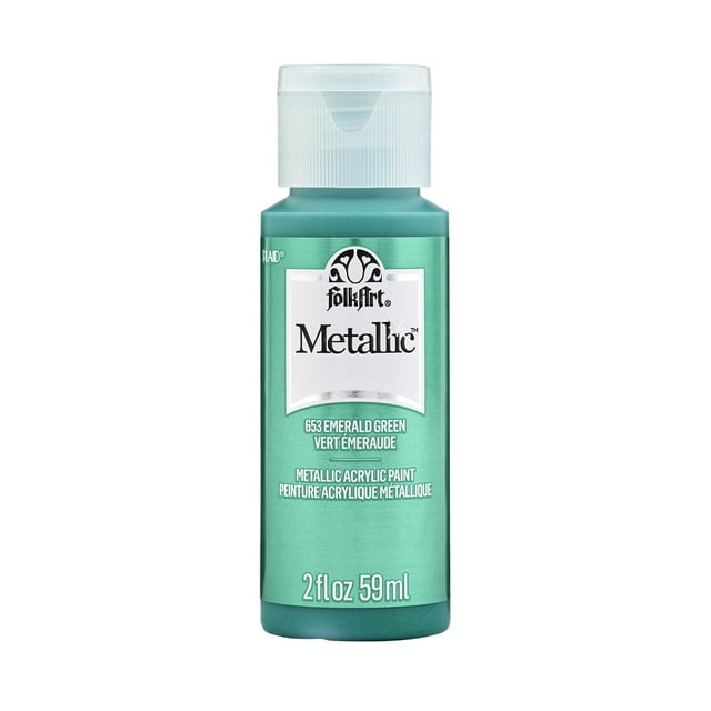 Folkart Metallic Acrylic Paint Emerald Green, 2 fl oz