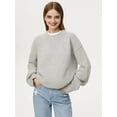 thumbnail image 6 of Women'S Sweater Crew Neck Long Sleeve Pullover Loose Fit Soft Knit Ribbed Hem Fall Winter Outfit Light Gray One size, 6 of 9