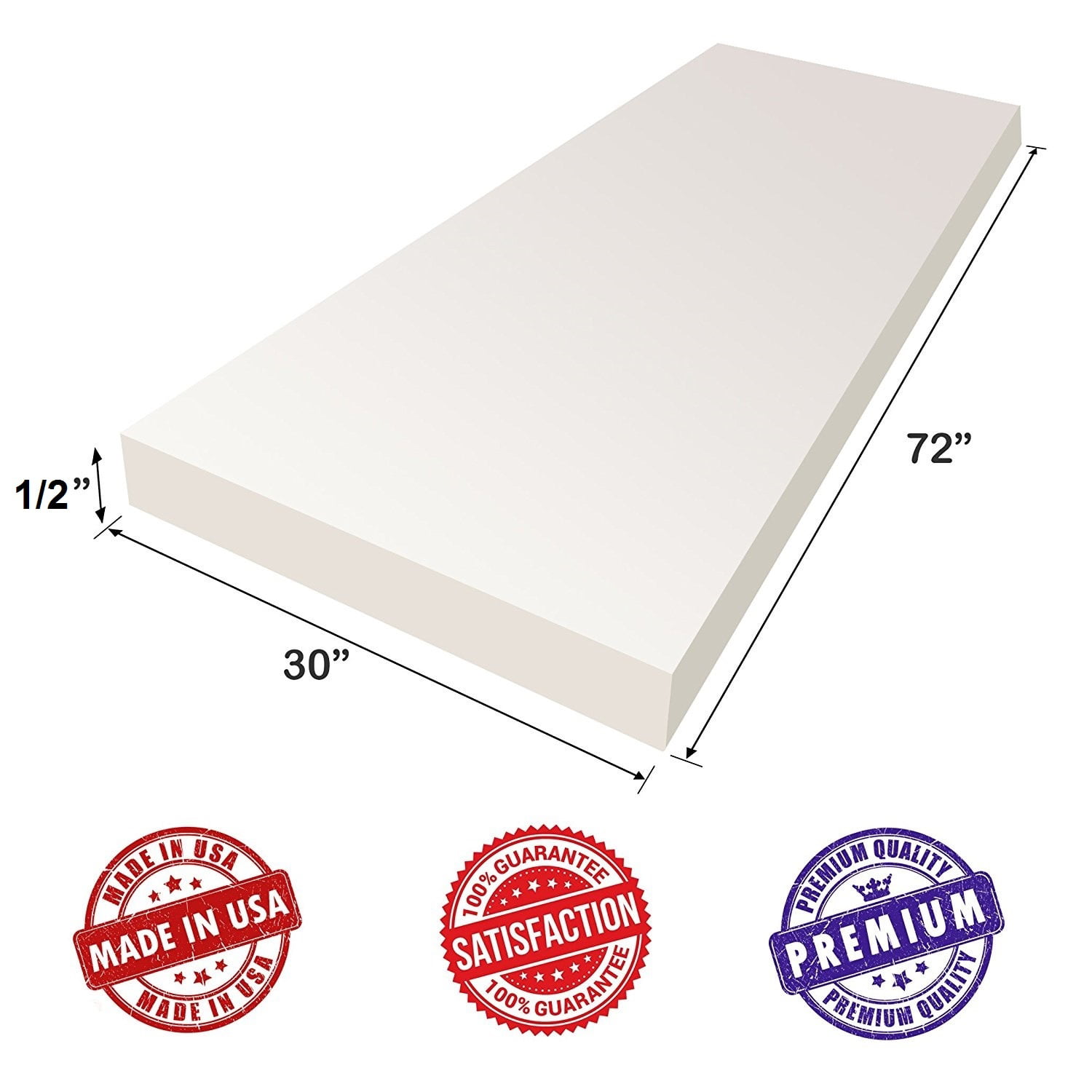 High Density Upholstery Foam Sheet (0.50 x 24 x 72)