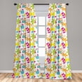 thumbnail image 5 of Ambesonne Floral Curtains, Tropical Retro Flowers Art, Pair of 28"x63", Apple Green Marigold, 5 of 5