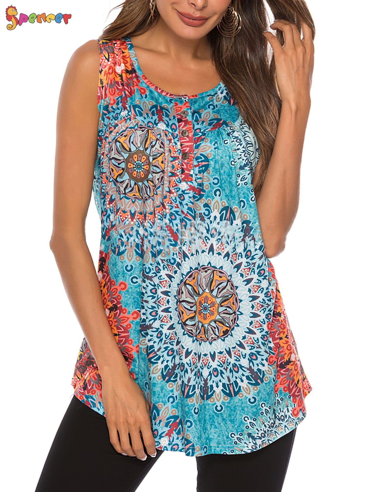 flowy graphic tank tops