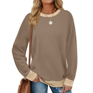 Fantaslook Color Block Sweatshirts for Women Crewneck Long Sleeve Oversized Pullover Tops Casual Fall Outfits