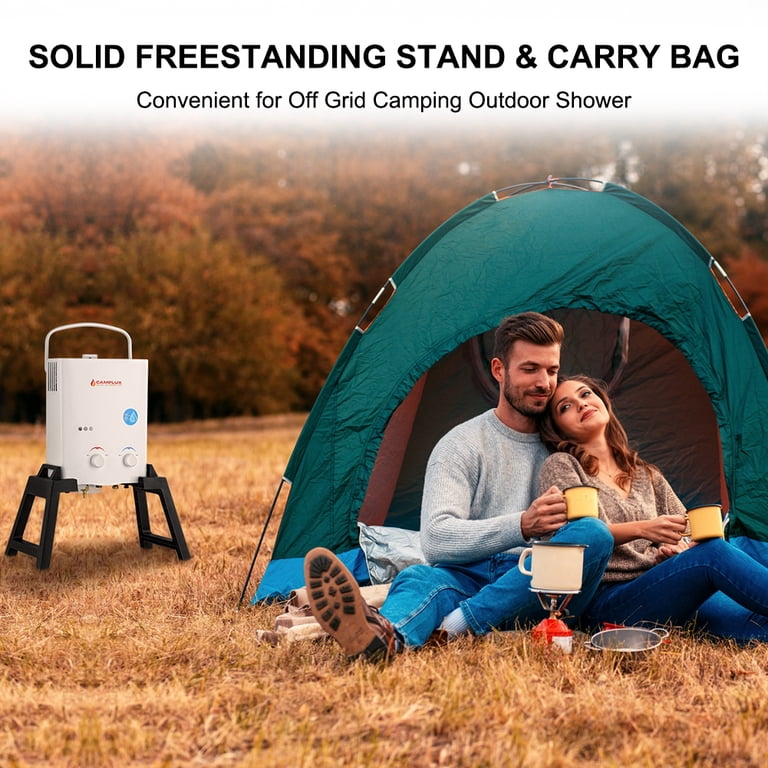 Camplux 1.32 GPM Outdoor Camping Propane Gas Tankless Water Heaters with  Freestanding Stand and Carry Bag - Walmart.com