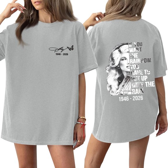 Women Dolly Memorial T-shirt Unisex Graphic Dolly T-shirts Short Sleeve Round Neck Tee for Fans Memorial Gift Apparel,(L)