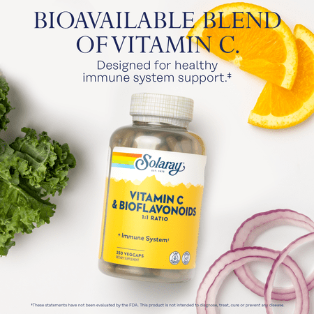 ソラレー ビタミンC ＆ バイオフラボノイド 500mg ベジタブルカプセル 250粒 Solaray Vitamin C &amp; Bioflavonoids 1:1 サプリ