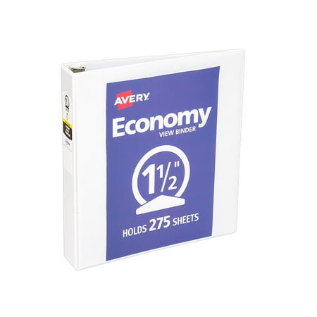 Economy View Binder with 1.5 Inches, Round Ring, White (5770), Provides a simple and lightweight means of organizing your papers By Avery From (Best Way To Organize A Binder)