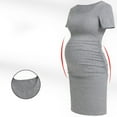thumbnail image 5 of Annhoo Maternity Womens Midi Dress Short Sleeve Crew Neck Slim Shaping Clothes Butt Lifting Casual Pregnancy Dresses, 5 of 8