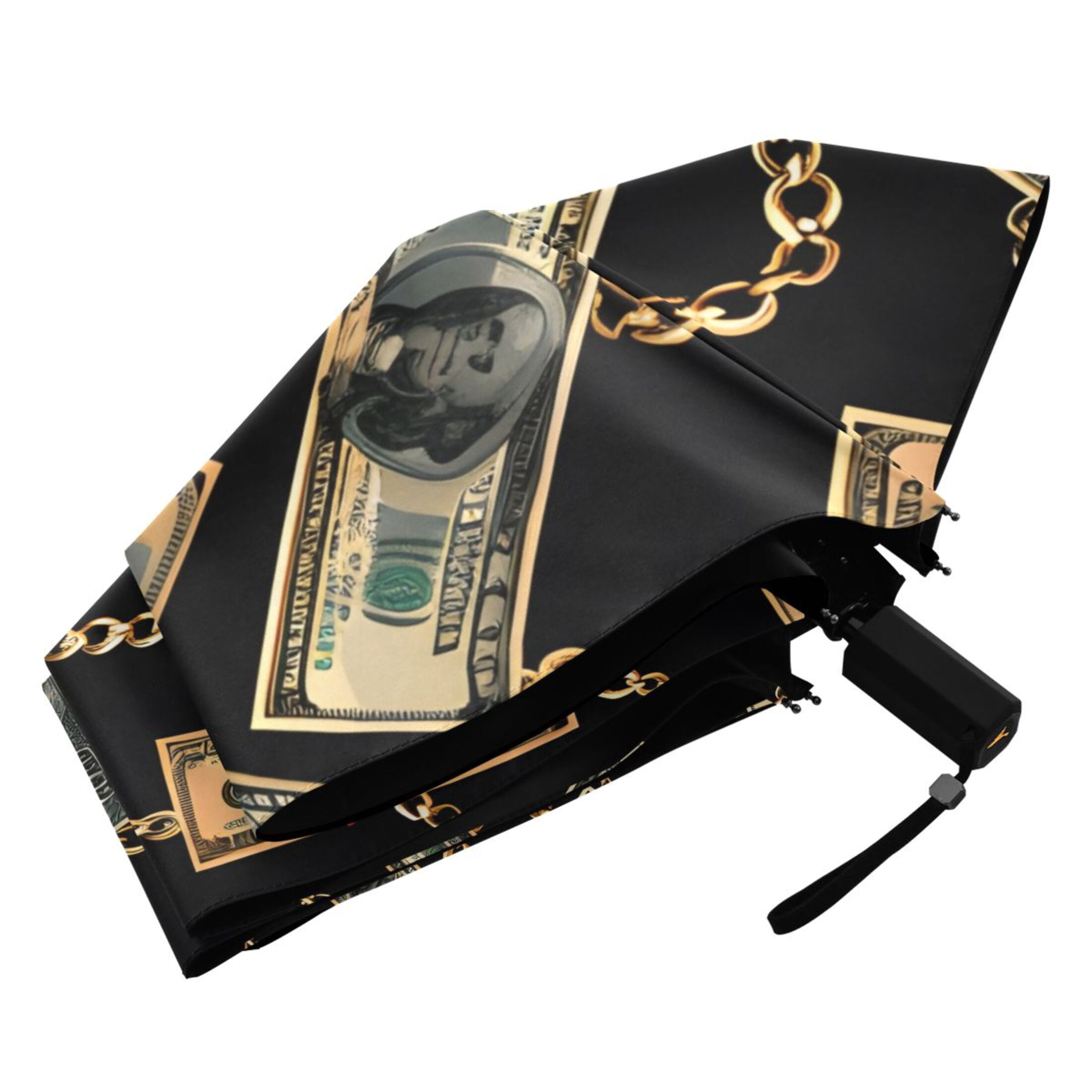Luxury Dollar Bill Chain Compact Sun Umbrella Windproof Travel Umbrellas for Rain Strong Portable UV Protection