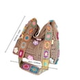 thumbnail image 3 of Kmonabie Handmade Knitted Shoulder Bag, Colorful Floral Strap Woven Tote Summer, Bohemian Crochet Beach Bag for Women Travel Market,Coffee, 3 of 5