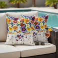 thumbnail image 4 of Spring Flowers Outdoor Waterproof Pillow Covers, Vintage Colorful Spring Vine Floral Leaf Decorative Square Throw Pillowcase Sofa Cushion Sham for Patio/Couch/Chair, 24"x24" 2 Pack, 4 of 8