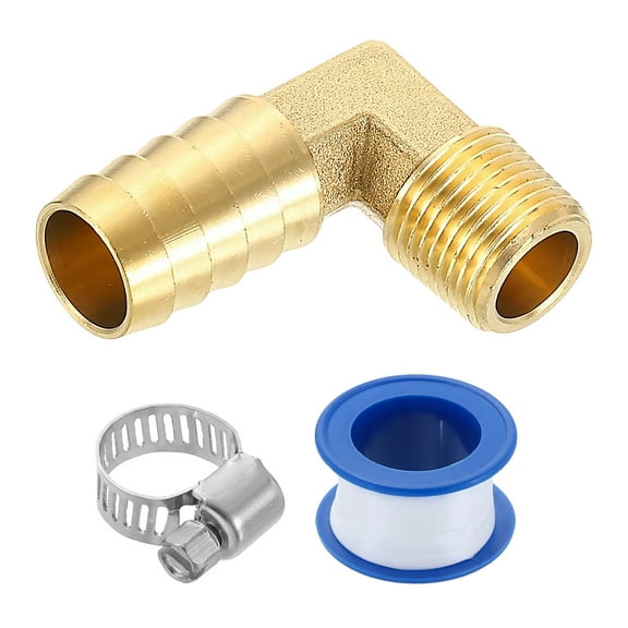 Brass Hose Barb Fitting, 5/8" x 3/8" NPT 90 Degree Elbow Hose Connector