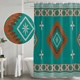thumbnail image 4 of Polyester Fabric Teal Brown Boho Shower Curtain, Abstract Aztec Tribe Ethnic Geometric Waterproof Bathtub Curtain Bathroom Decor Set with Hooks 36 x 78 Inches, 4 of 6