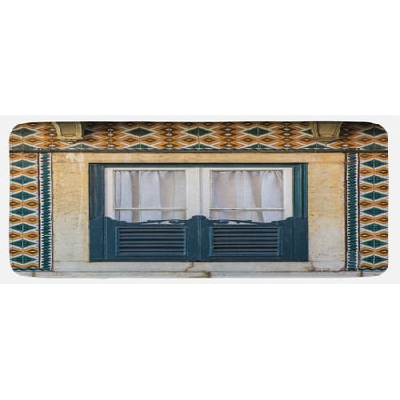 

Shutters Kitchen Mat Window of Old Architecture in Lisbon Portugal Touristic Town Cultural Nostalgic Plush Decorative Kitchen Mat with Non Slip Backing 47 X 19 Teal Orange by Ambesonne