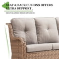 thumbnail image 5 of PARKWELL Outdoor 3 Seats Sofa - Rattan Wicker Patio Couch with Cushions - Steel Frame - Yellow Wicker, Beige Cushions, 5 of 6