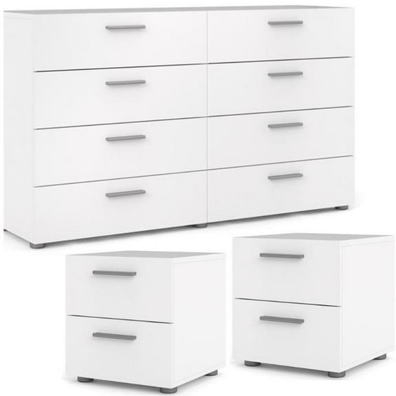 Home Square 3 Piece Bedroom Set with Dresser and 2 Nightstands in White
