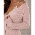 thumbnail image 5 of CHICME Cardigan Sweaters for Women Sparkle Rhinestone Cable Knit V-Neck Long Sleeve Button Down Lightweight Fall Sweater Pink-L, 5 of 9