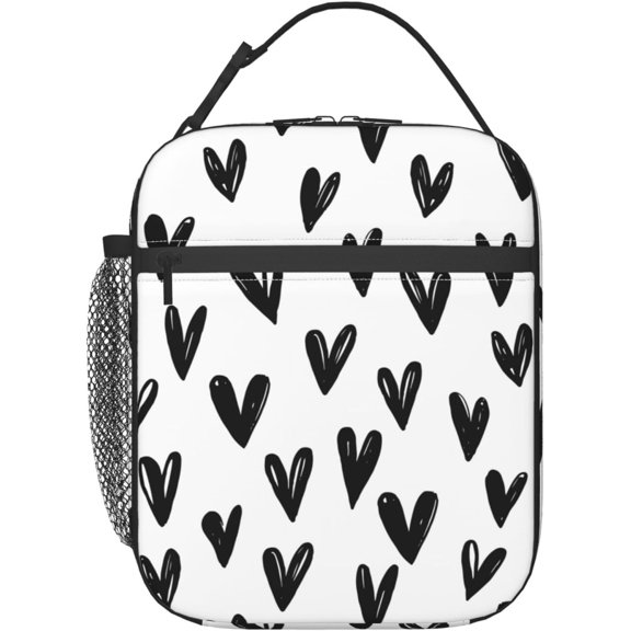 Hearts Insulated Lunch Bag, Reusable Lunch Box Tote Bag For Office Work Picnic Travel Women/Men