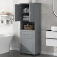 thumbnail image 3 of Harper & Bright Designs Tall Bathroom Storage Cabinet with Doors and Drawers, Modern Freestanding Cabinet with Laundry Basket for Bathroom, Gray, 3 of 14