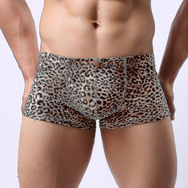 Ropa interior de ángulo plano que absorbe el sudor y cintura baja con estampado de leopardo para hombre