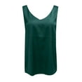 thumbnail image 4 of Pimfylm Womens Silk Satin Tank Tops V Neck Casual Cami Sleeveless Camisole Blouses Summer Basic Tank Shirt(Green,XXL), 4 of 4