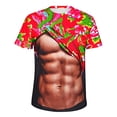 thumbnail image 4 of Penkiiy Style Chinois Grand Haut Rouge Pivoine pour Hommes Mode Imprimé Floral Mode Entraînement Physique Col Rond T-Shirt Manches Courtes P Rouge, 4 of 5