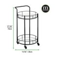 thumbnail image 3 of mDesign Metal Vintage Round Beverage Rolling Cart for Home - 2-Tier Serving Bar Trolley with Easy-Glide, Rotating Wheels, Built-in Handle, and Glass Shelves for Wine and Craft Beer - Black Round, 3 of 7