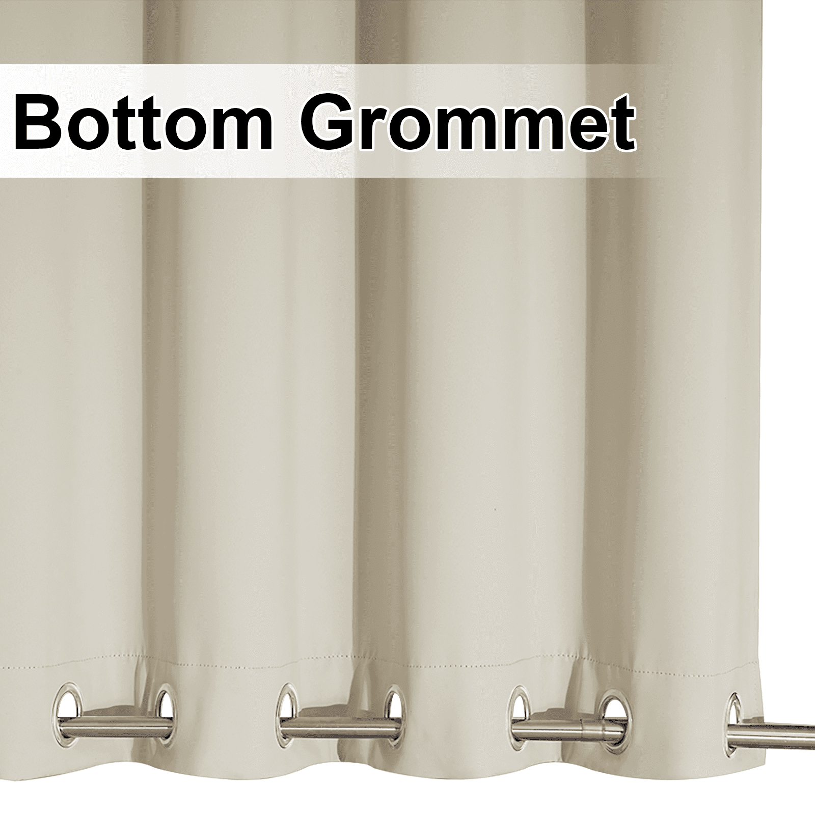 NICETOWN 2 Panels Outdoor Patio Curtains Waterproof & Windproof, Beige, W52 x L84, Thermal Insulated Room Darkening Top & Bottom Grommet Fixed Drapes Keep Privacy for Cabana / Porch